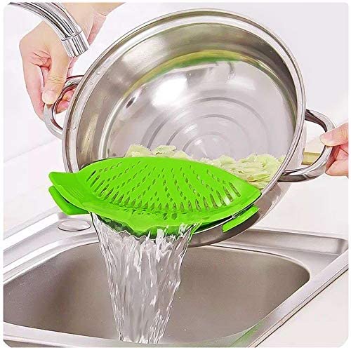 YEVIOR Clip on Strainer for Pots Pan Pasta Strainer, Silicone Food Strainer  Hands-Free Pan Strainer, Clip-on Kitchen Food Strainer for Spaghetti